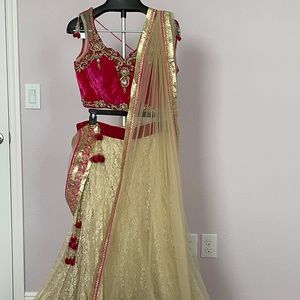 Bollywood style Pink and cream Lehanga chili..!